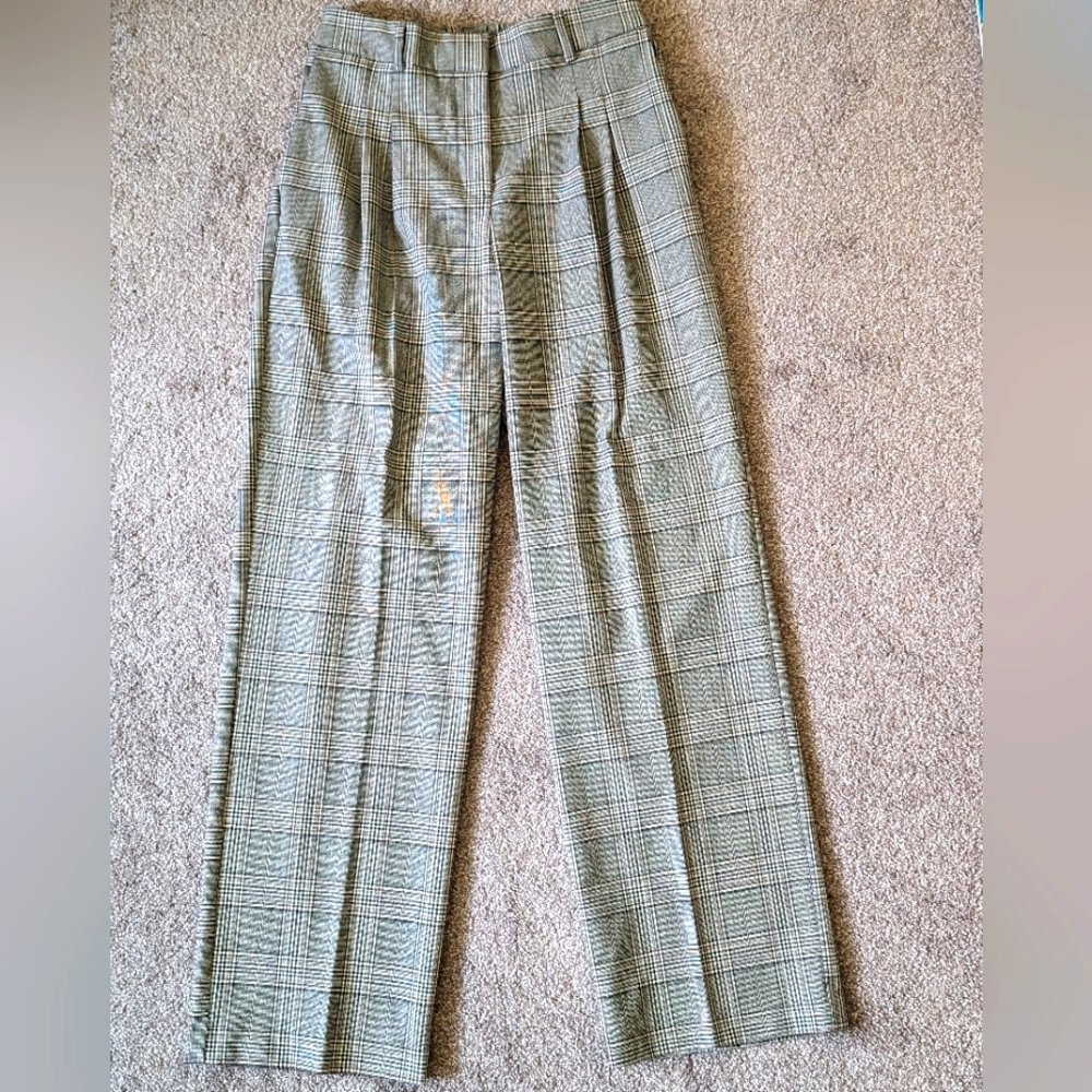 Rachel Zoe wide leg plaid trousers sz 4